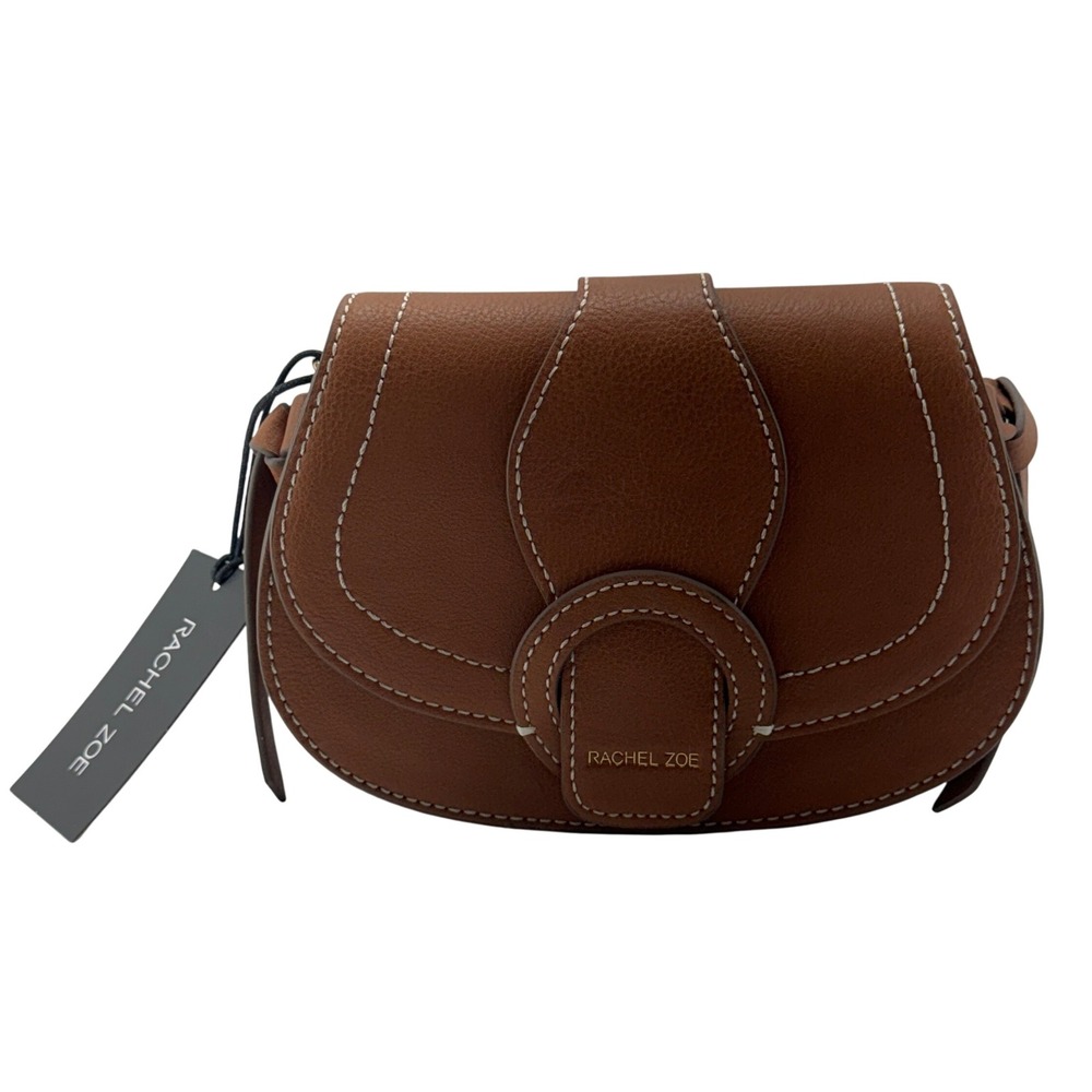 Rachel Zoe Brown‎ Faux Leather Crossbody Bag Adjustable Strap Gold Hardware